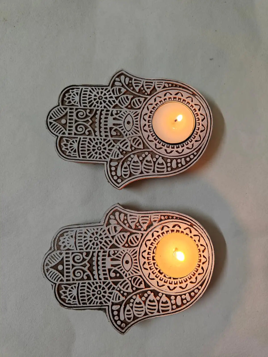 Hamsa hand tea light holder (set of 2) | ONEarth - EarthBased