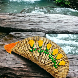 Ethnic Purse - Water Reed (Kauna Grass) Yellow | ONEarth - EarthBased 