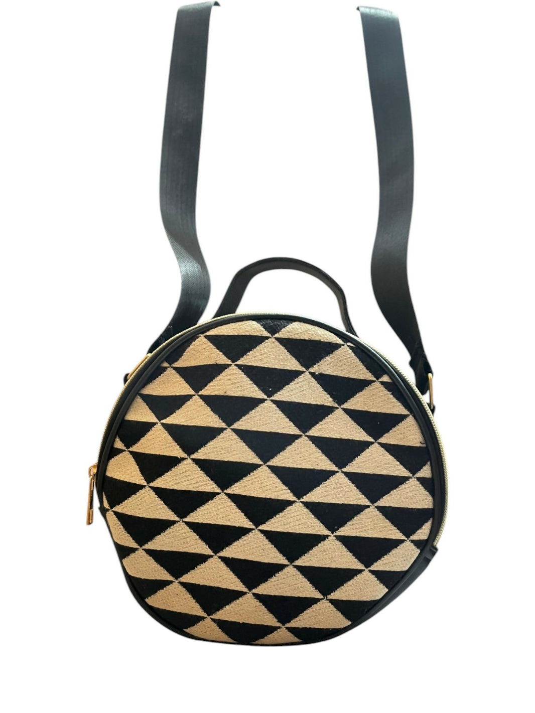 Vegan Leather Round sling bag ( Triangle design)