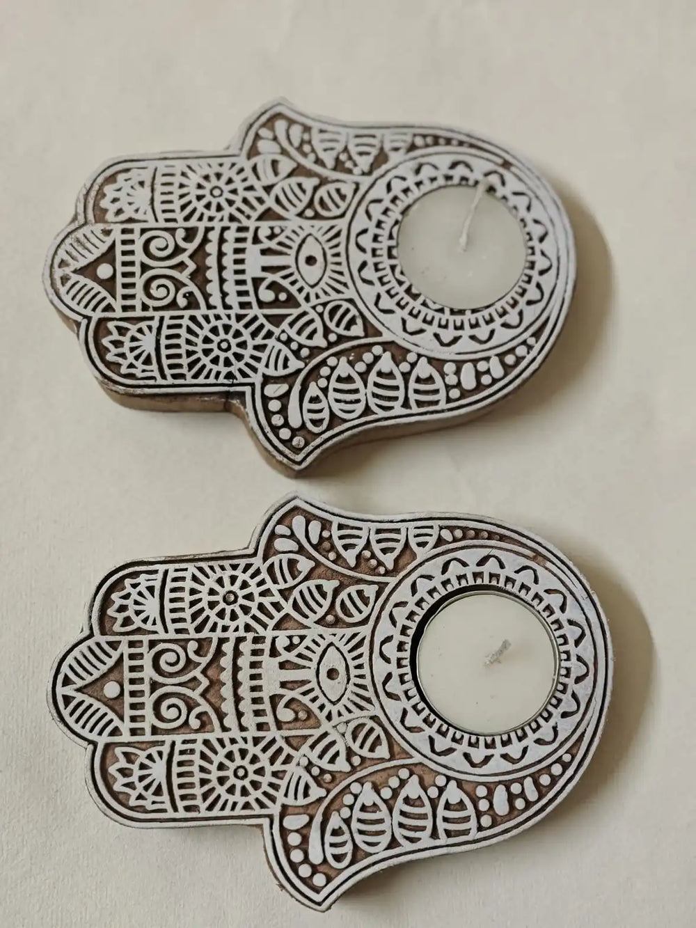 Hamsa hand tea light holder (set of 2) | ONEarth - EarthBased 