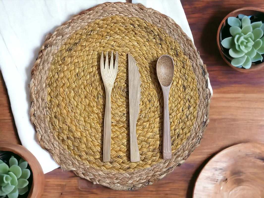 Jute Placemats set of 2 (yellow) | ONEarth - EarthBased 