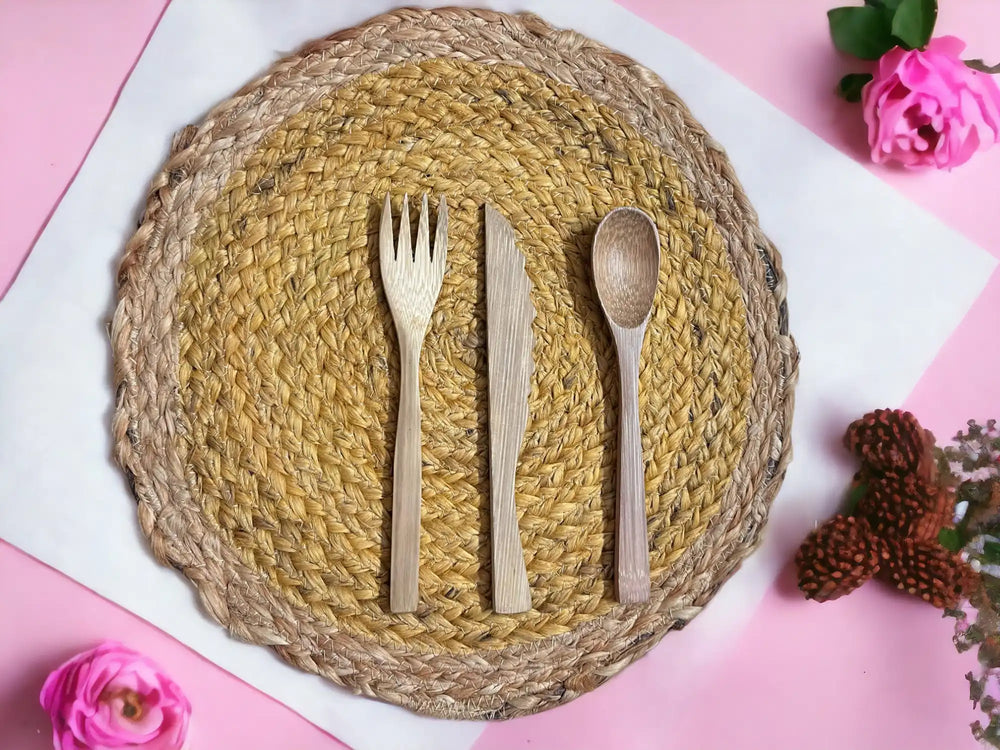Jute Placemats set of 2 (yellow) | ONEarth - EarthBased 