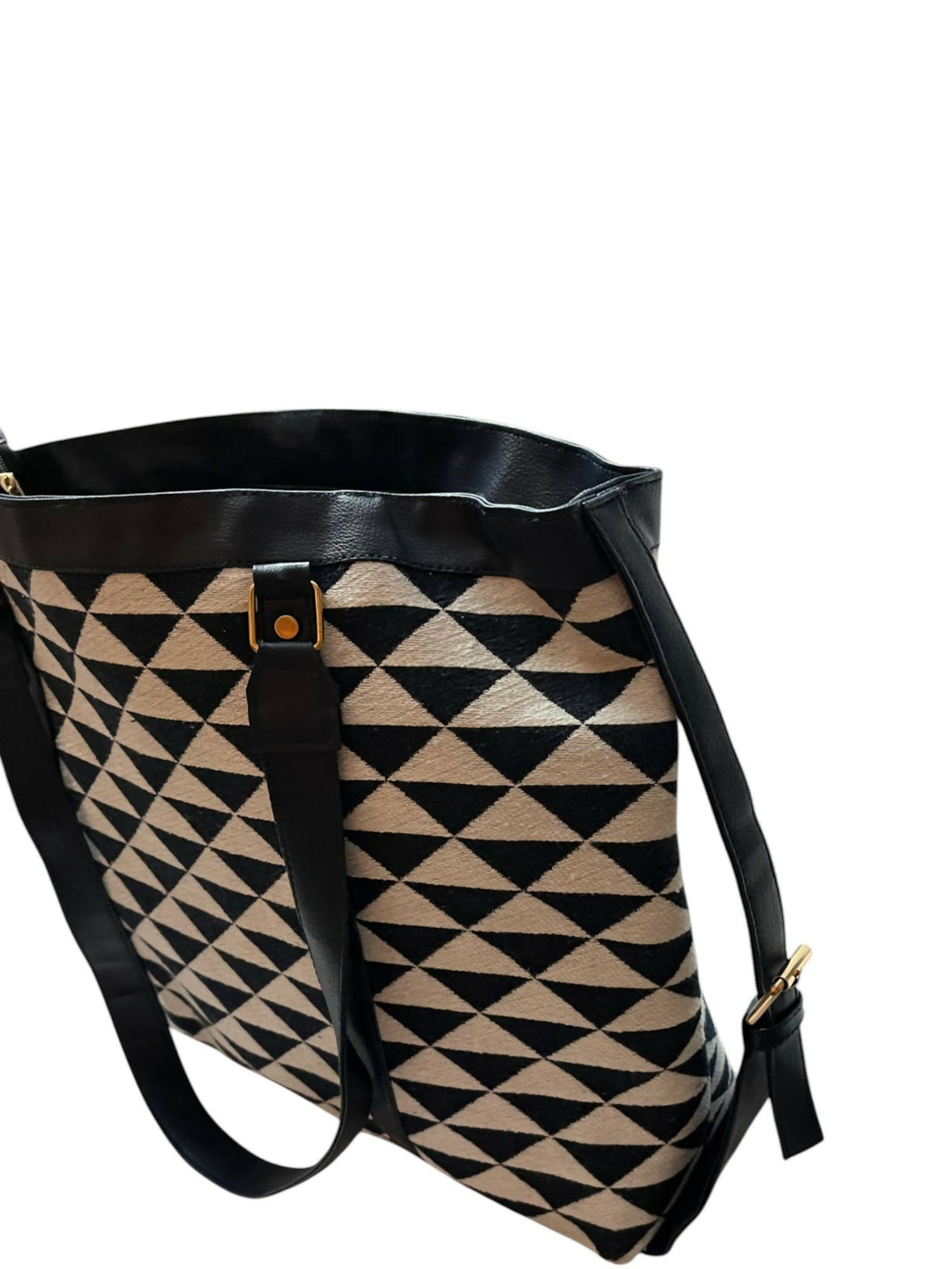 Vegan Leather Laptop Bag with Triangle Design